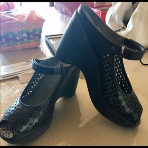 J-41 slide on heeled sandals